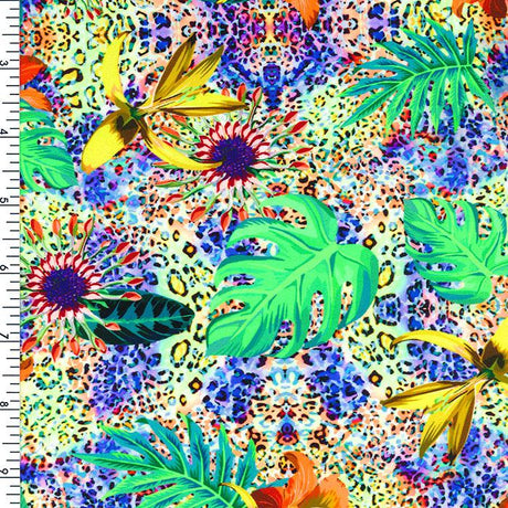 SP - NP2690 Blue Yellow Green Orange Printed Spandex - Spandexbyyard