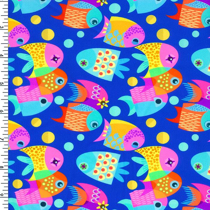SP - NP2695 Happy Fish Nylon Spandex Digitally Wet Print - Spandexbyyard