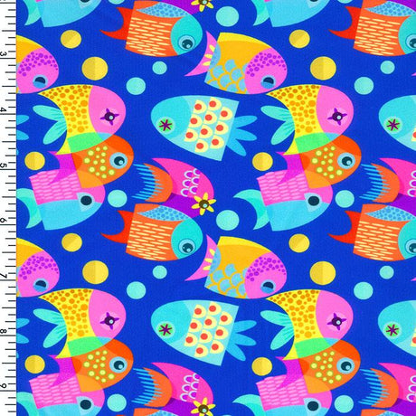 SP - NP2695 Happy Fish Nylon Spandex Digitally Wet Print - Spandexbyyard