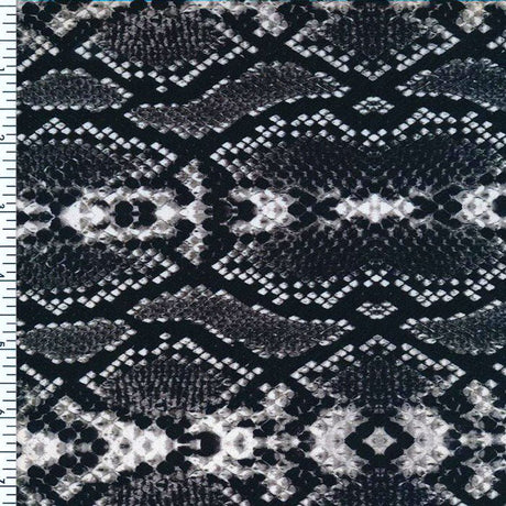 SP - NP2700 Grey Black White King Cobra Skin Nylon Spandex Digitally Wet Print - Spandexbyyard