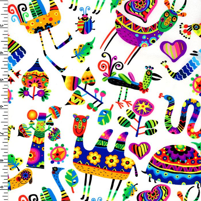 SP - NP2703 Colorful Zoo Nylon Spandex Digitally Wet Print - Spandexbyyard