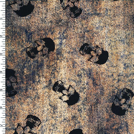 SP - NP2706 Denim Skull Nylon Spandex Digitally Wet Print - Spandexbyyard