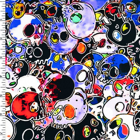 SP - NP2711 Skull Party Nylon Spandex Digitally Wet Print - Spandexbyyard
