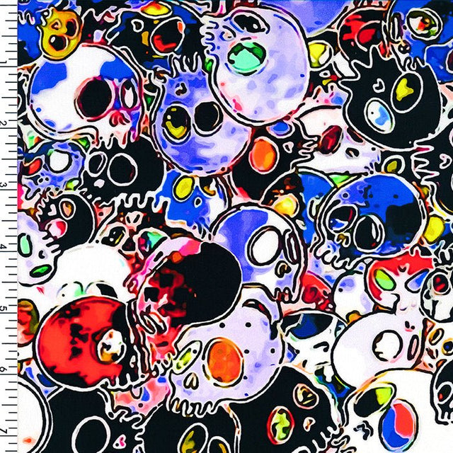 SP - NP2711 Skull Party Nylon Spandex Digitally Wet Print - Spandexbyyard