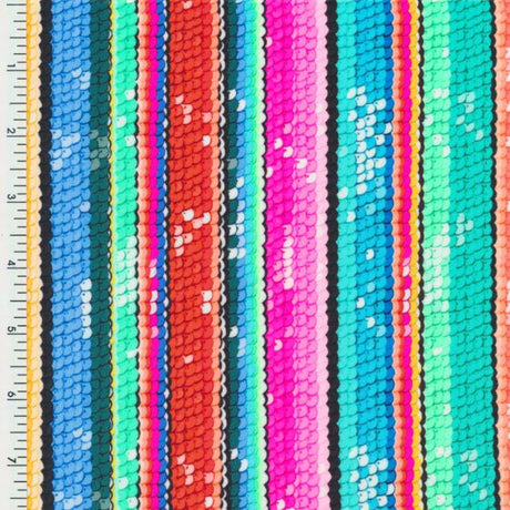 SP - NP2786 Rainbow Sequin Nylon Spandex Digitally Wet Print - Spandexbyyard