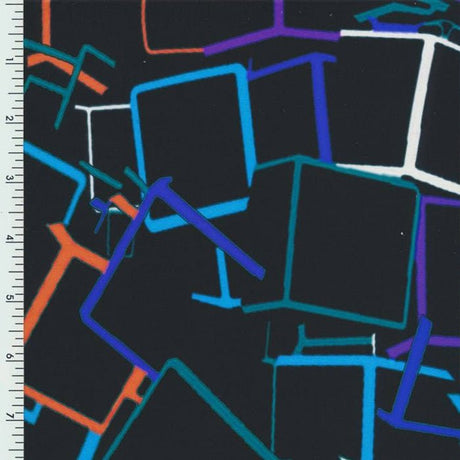 SP - NP90015 3D Boxes Printed Spandex - Spandexbyyard