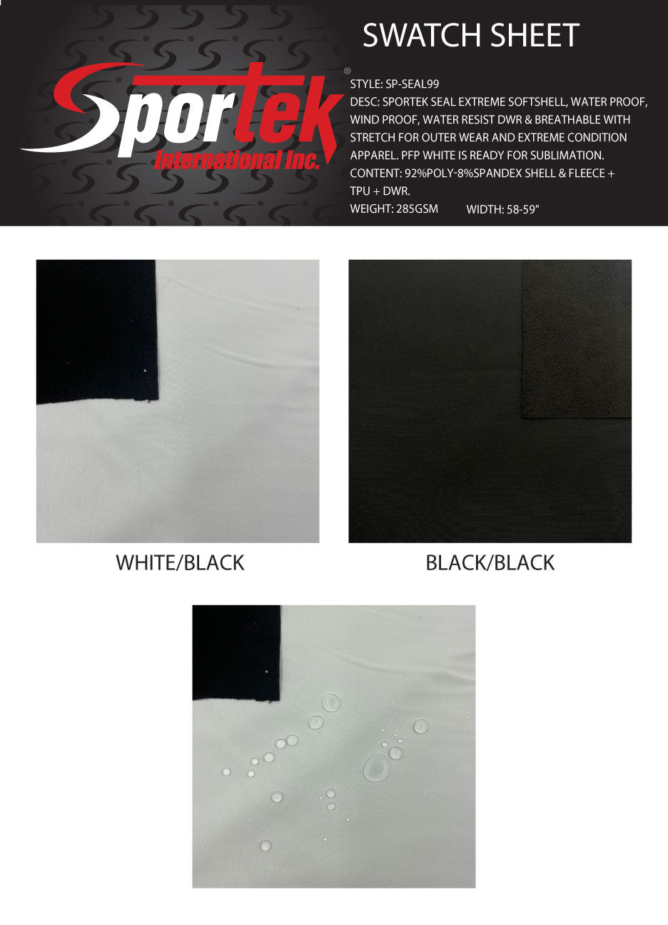SP-SEAL99 Sportek seal extreme softshell waterproof, windproof, water resist DWR, and Breathable with stretch - Spandexbyyard