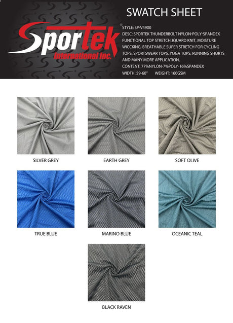 SP - V4900 Sportek ThunderBolt Nylon - Poly - Spandex Functional Top Stretch Jacquard Knit - Spandexbyyard