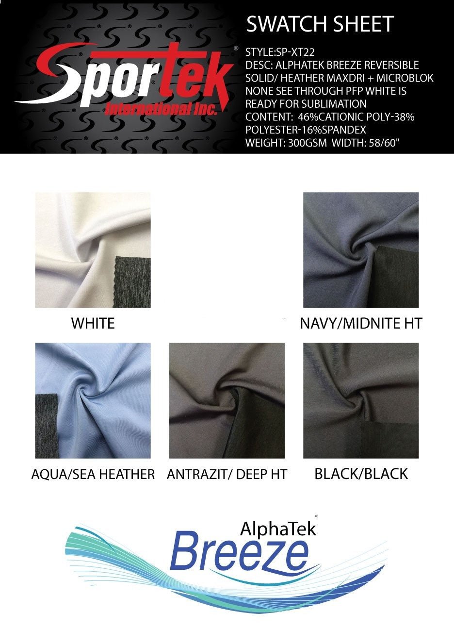 SP - XT22 | AlphaTek Breeze Reversible Solid/Heather MaxDri + MicroBlok - Spandexbyyard