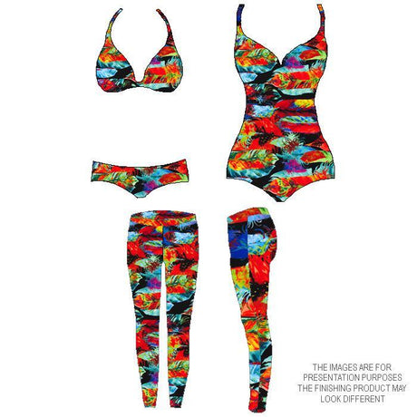 SPT192 - 1 | feathers, rainbow, tropical, Printed Spandex - Spandexbyyard