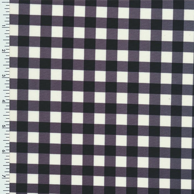 XL0028 Printed Spandex Tricot Promo print BLACK WHITE CHECKER - Spandexbyyard