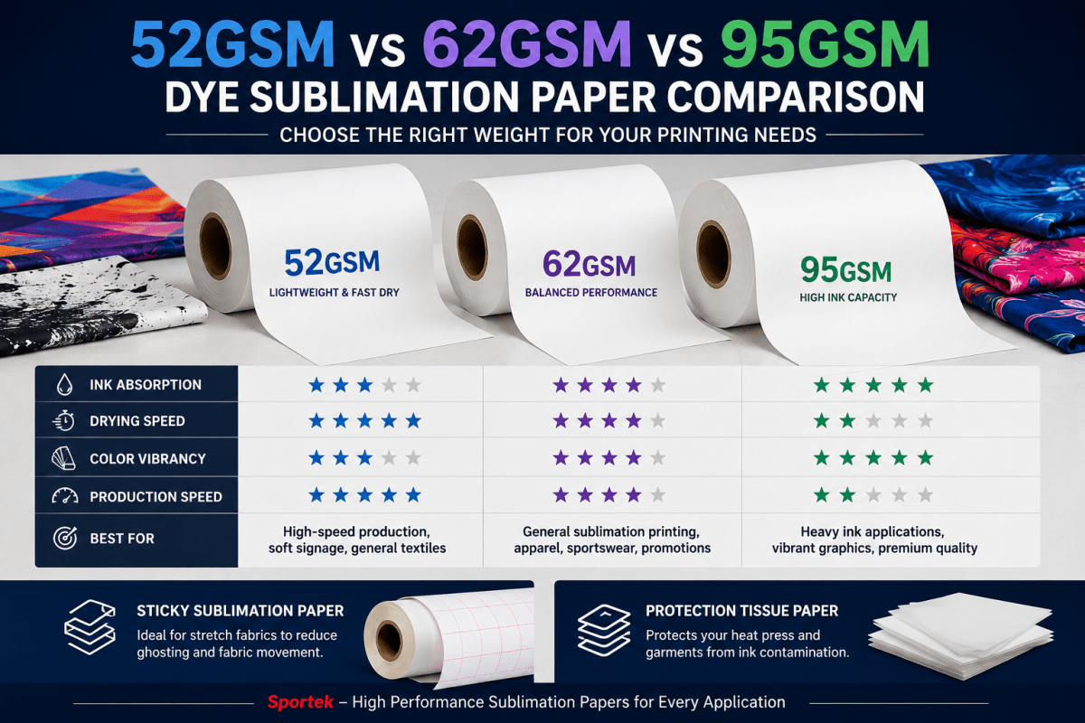 52GSM vs 62GSM vs 95GSM Dye Sublimation Paper: Which Weight Is Best for Your Printing Needs? - Spandexbyyard