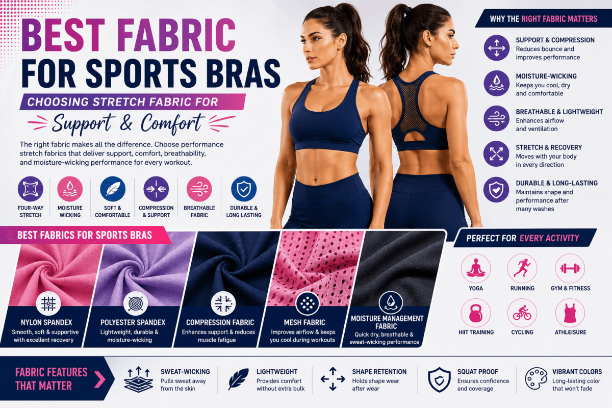 Best Fabric for Sports Bras: Choosing Stretch Fabric for Support & Comfort - Spandexbyyard