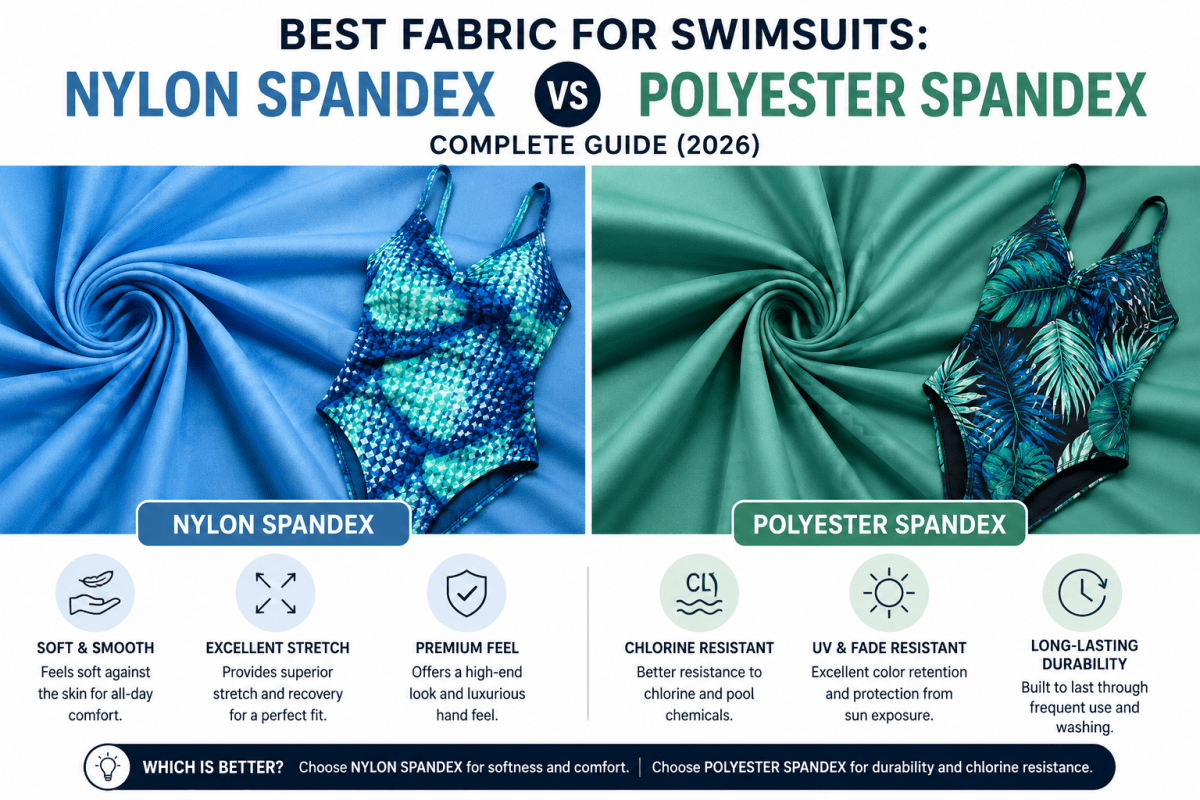 Best Fabric for Swimsuits: Nylon Spandex vs Polyester Spandex Complete Guide (2026) - Spandexbyyard