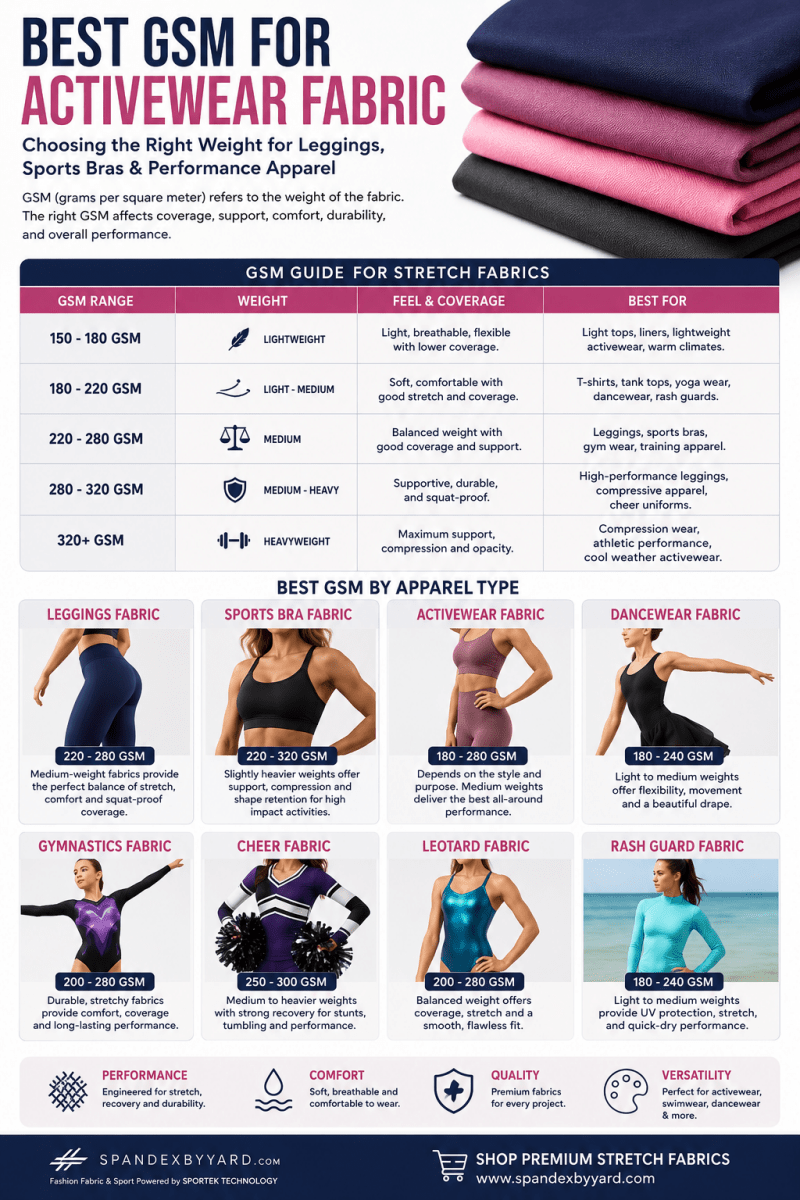 Best GSM for Activewear Fabric | Leggings, Sports Bras & More - Spandexbyyard