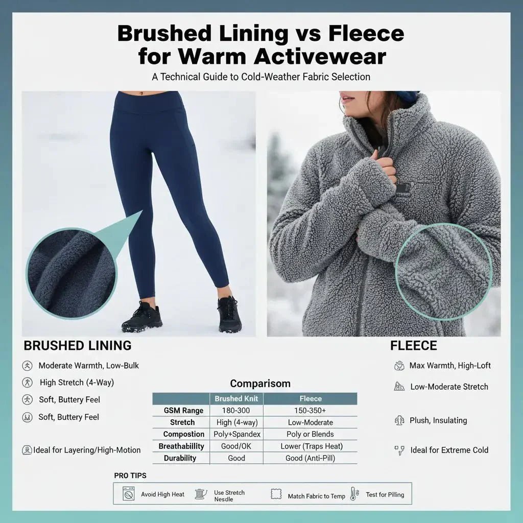 Brushed Lining vs Fleece for Warm Activewear - Spandexbyyard