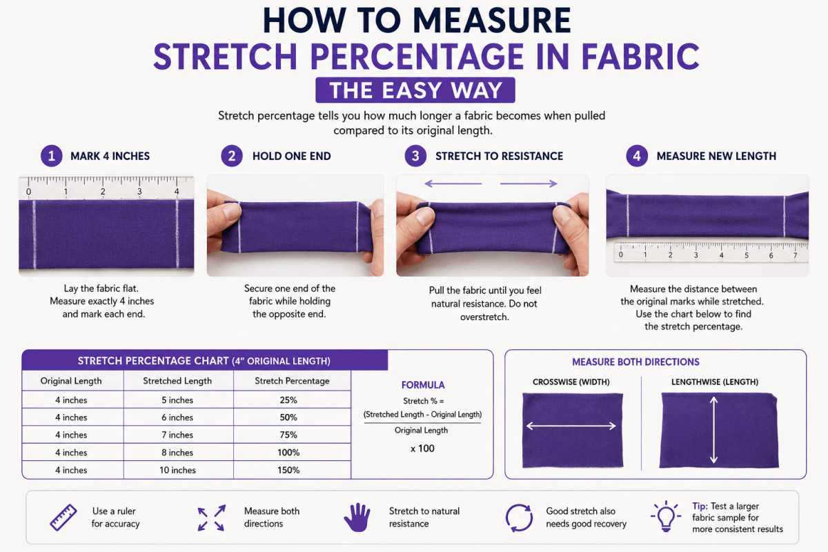 How to Measure Stretch Percentage in Fabric (The Easy Way - Spandexbyyard