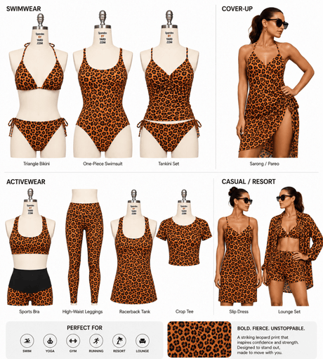 01198 Daphny Leopard Printed Spandex Fabric – Bold Animal Print Stretch Fabric for Activewear, Swimwear & Fashion by the Yard - Spandexbyyard