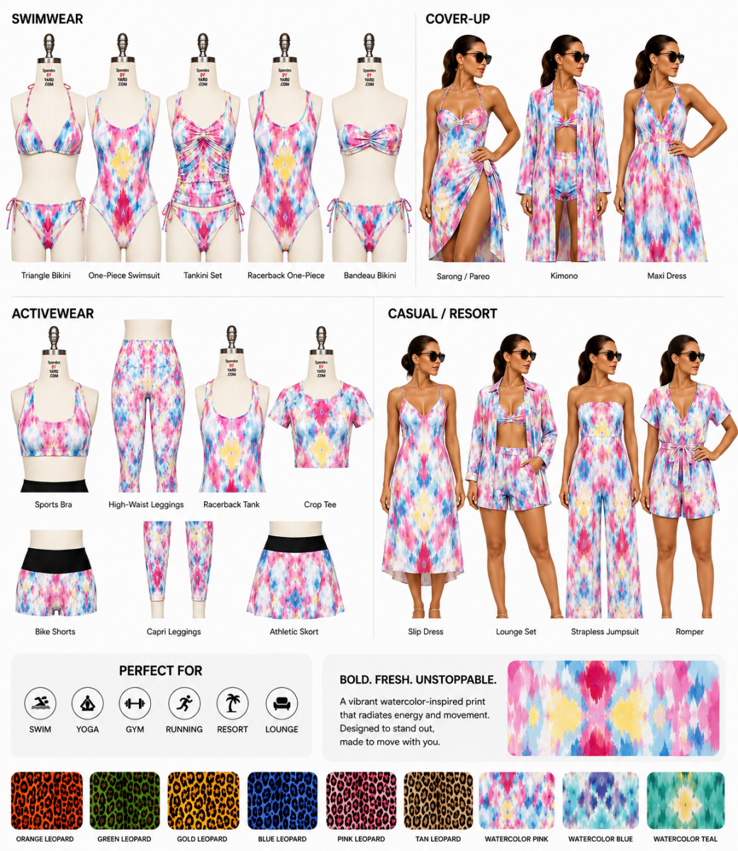 01333 - 1002 Ikat Leonie Poly Spandex Soft Hand Printed Spandex - Spandexbyyard