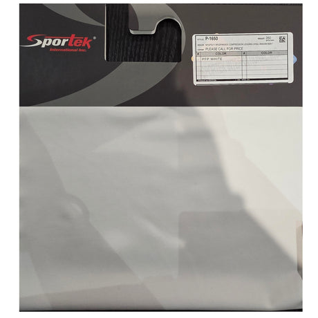 A roll of white Sportek International Inc. athletic tape, partially unrolled to show its translucent, flexible texture.