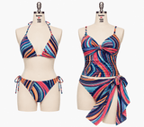 95074 Wave Line Printed Spandex Fabric – Geometric Wave Stretch Fabric for Activewear, Swimwear & Fashion by the Yard - Spandexbyyard