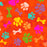 Colorful paw prints and bones pattern on an orange background for SPT 6630 fabric, delivery in 10-15 days, minimum order 5 yards