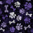 Purple and white paw prints and bones pattern on black fabric, SPT 6630 PAWS AND BONES, 10-15 days delivery, min 5 yards