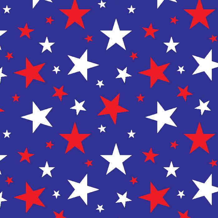 Red and white stars pattern on blue background fabric, SPT_6645 Multi Stars, delivery in 10-15 days, minimum purchase 5 yards