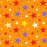 Colorful multi stars pattern on an orange background with red, white, purple, and yellow stars.