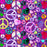 Colorful peace signs and hearts pattern on a vibrant purple background