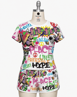 Graffiti Printed Spandex Fabric – Urban Street Art Stretch Fabric for Activewear, Streetwear & Fashion by the Yard - Spandexbyyard