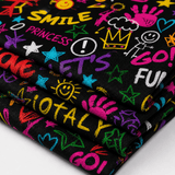 Kids Word Play Printed Spandex Fabric – Stretch Fabric for Kids Clothing & Apparel | Spandexbyyard - Spandexbyyard