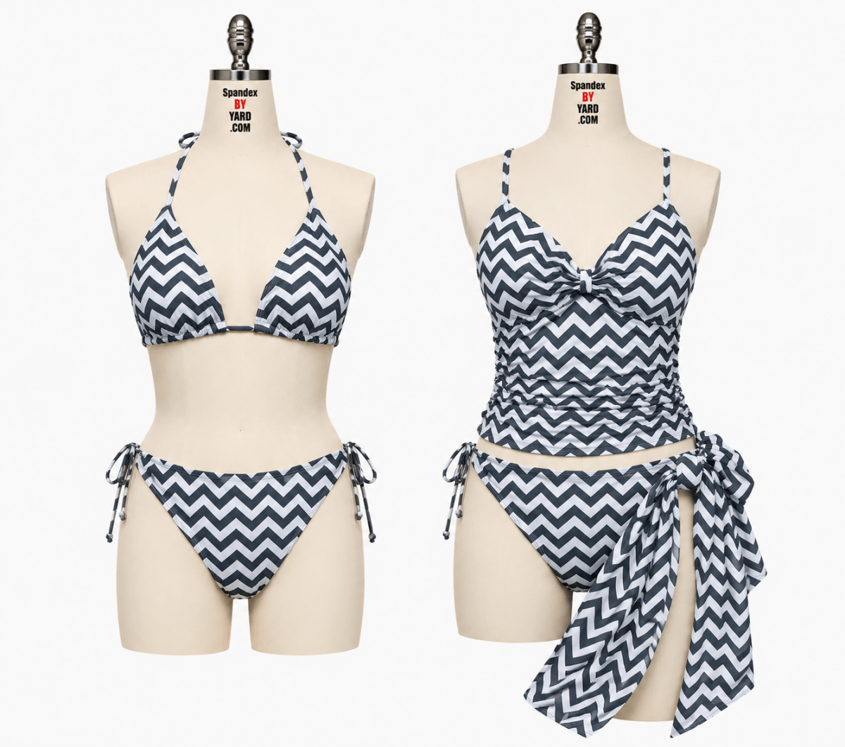 P - CHEVRON Antrazit/whitePrinted Spandex Tricot 4 - Way Stretch PFP Mid - Weight - Spandexbyyard