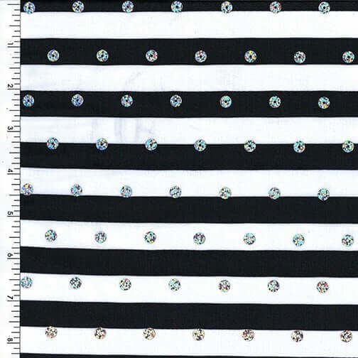 PLYC74 Black and White Stripes Sequence Printed Spandex - Spandexbyyard