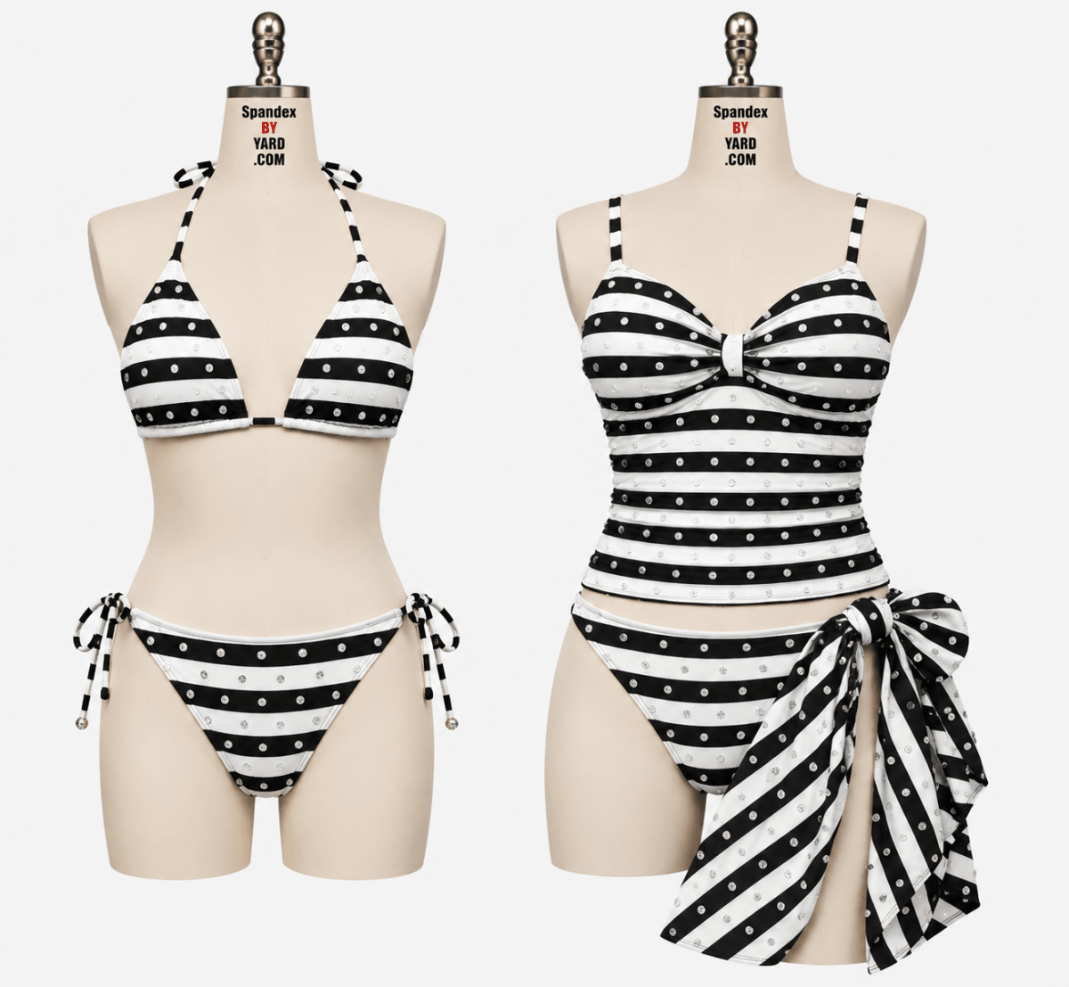 PLYC74 Black & White Striped Printed Spandex Fabric – Lightweight Stretch Fabric for Activewear, Leggings & Sportswear by the Yard - Spandexbyyard