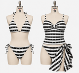 PLYC74 Black & White Striped Printed Spandex Fabric – Lightweight Stretch Fabric for Activewear, Leggings & Sportswear by the Yard - Spandexbyyard