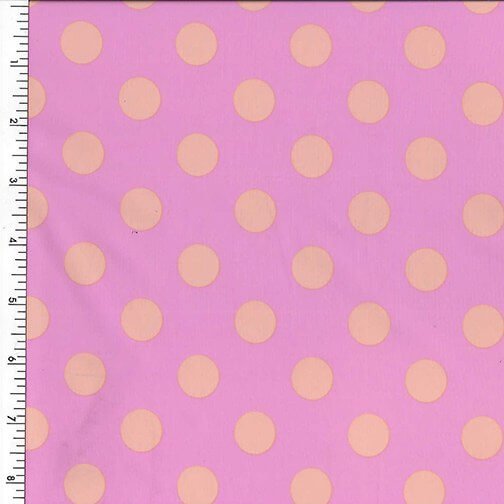 PSPN93 Spandex Tricot Orange - Pink Dot - Spandexbyyard