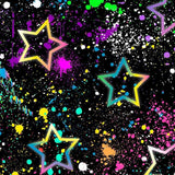 Rainbow Star Splatter2 – Colorful Star & Paint Splatter Print - Spandexbyyard