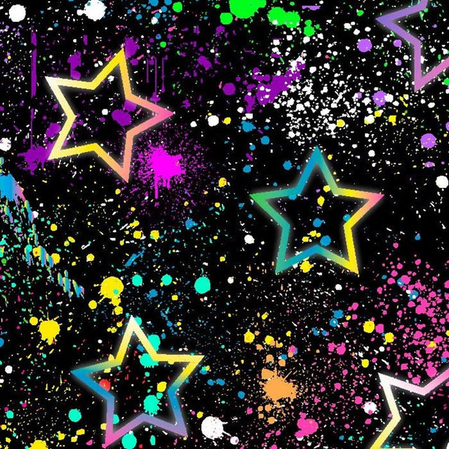Rainbow Star Splatter2 – Colorful Star & Paint Splatter Print - Spandexbyyard