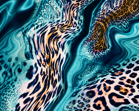 SP - NP2647 Aqua Leopard Nylon Spandex Digitally Wet Print - Spandexbyyard