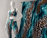 SP - NP2647 Aqua Leopard Nylon Spandex Digitally Wet Print - Spandexbyyard