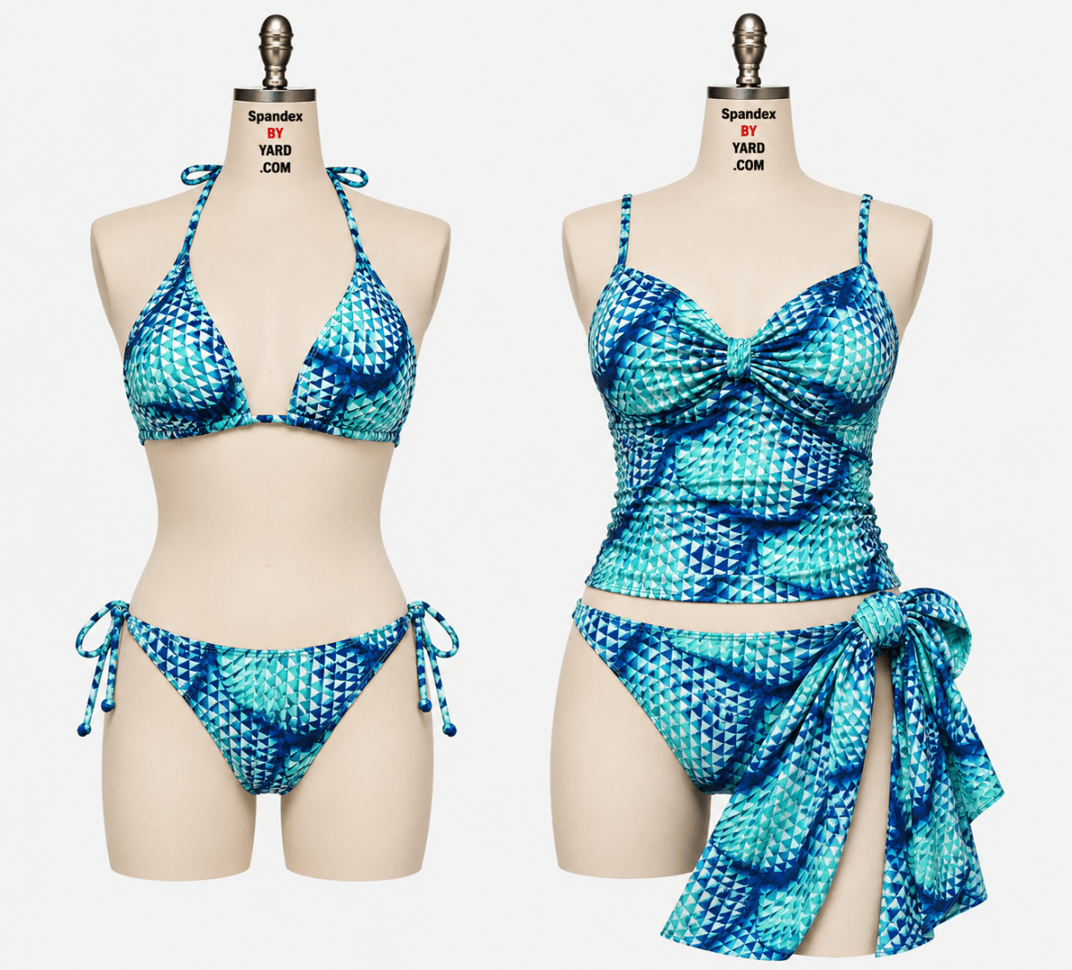 SP - NP2653 Aqua Mermaid Nylon Spandex Digitally Wet Print - Spandexbyyard