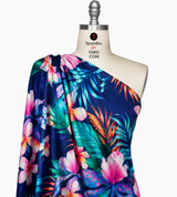 SP - NP2662 Navy Blue Green Pink Nylon Spandex Digitally Wet Print - Spandexbyyard