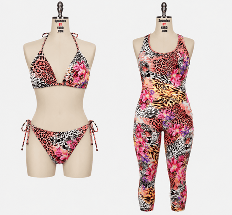 SP - NP2664 Pink Gold Black Green Nylon Spandex Digitally Wet Print - Spandexbyyard