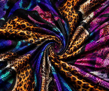 SP-NP2684 Hidden Leopard - Black Brown Pink White Printed Spandex - Spandexbyyard