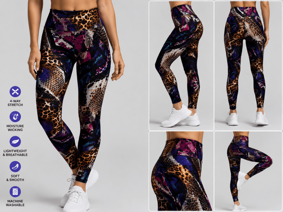 SP-NP2684 Hidden Leopard - Black Brown Pink White Printed Spandex - Spandexbyyard