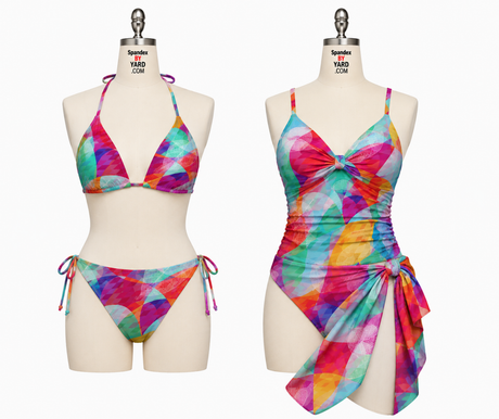 SP - NP90010 Circle Circle Printed Spandex Fabric – Geometric Stretch Fabric for Swimwear & Activewear - Spandexbyyard