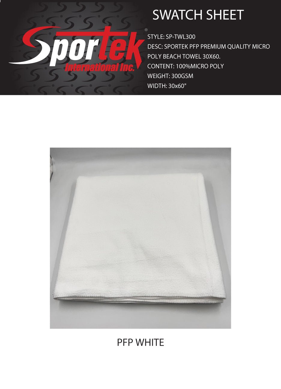 SP - TWL300 Sportek PFP Premium Quality Micro Poly Beach Towel 30x60 - Spandexbyyard
