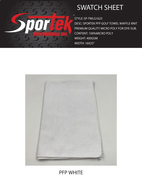 SP - TWLG1625 Sportek PFP Golf Towel Waffle Knit Premium - Spandexbyyard