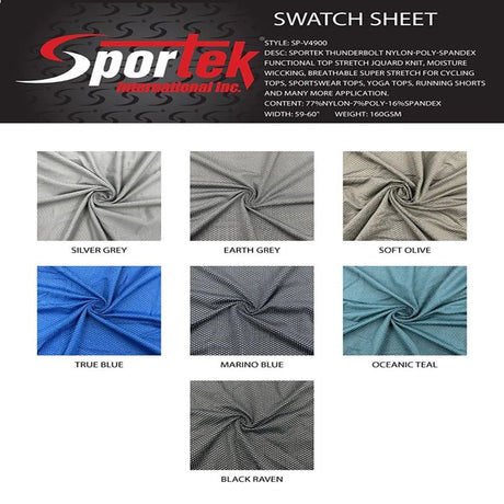 SP - V4900 Sportek ThunderBolt Nylon - Poly - Spandex Functional Top Stretch Jacquard Knit - Spandexbyyard